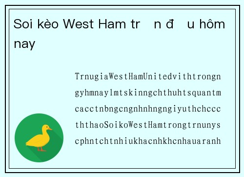 Soi kèo West Ham trận đấu hôm nay