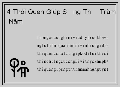 4 Thói Quen Giúp Sống Thọ Trăm Năm